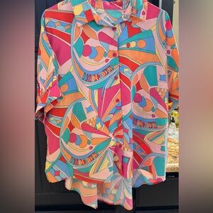 Colorful Geometric Button-Up Shirt